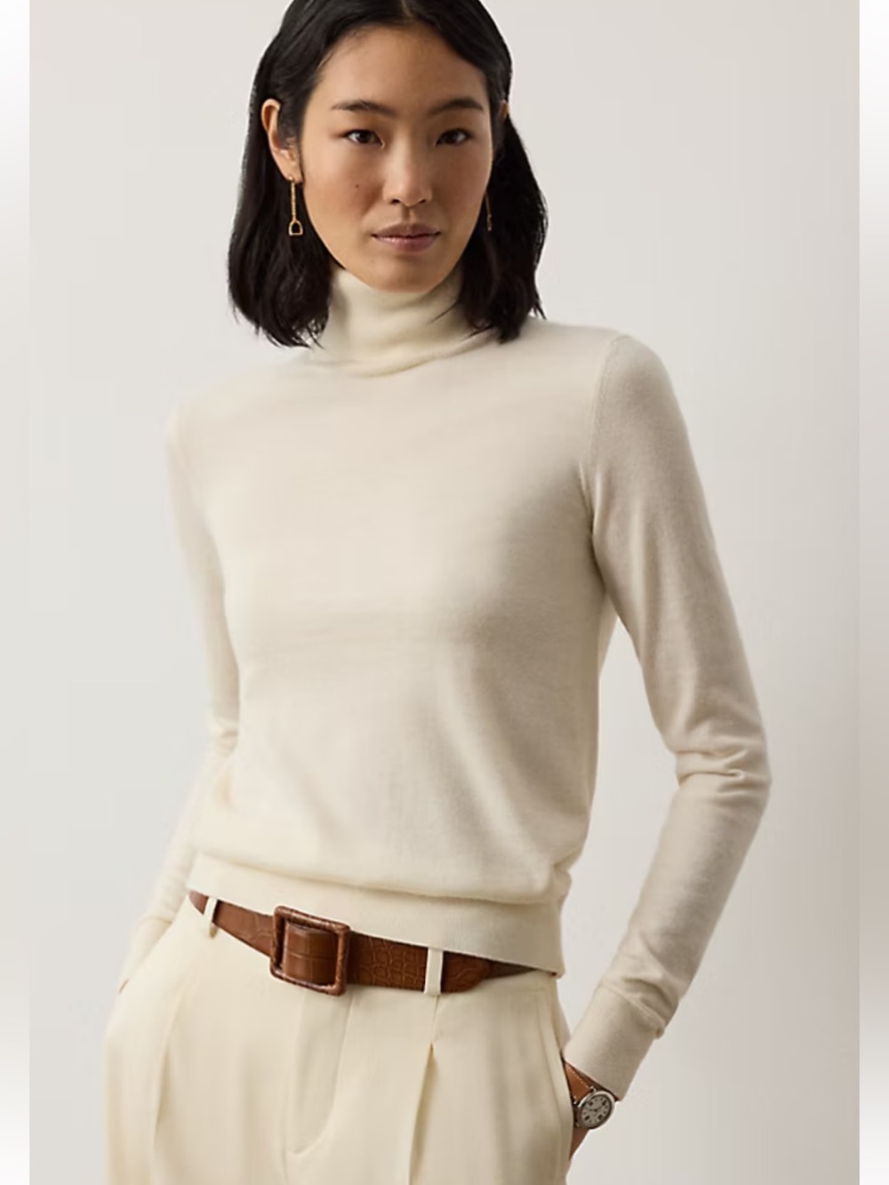 Banana Republic Cream,Fine Italian Merino Wool turtleneck Sweater women’s Small